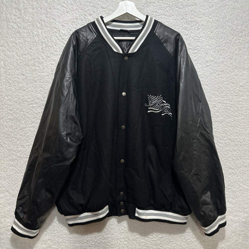 Vintage Steve & Barrys Men's Varsity Jacket Size 3XL Black Embroidered America